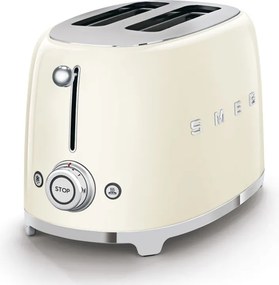 Prajitor de paine SMEG 50's Style TSF01CREU, 950 W, 2 felii, 6 trepte, Tava pentru firimituri, Cablu integrat, Otel inoxidabil, Crem