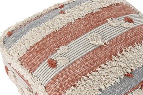 Puf de podea din bumbac țesut manual, 60 x 60 x 25 cm, dungi portocaliu și alb, 6300 gr, „Floor Cushion Stripes"