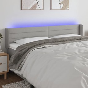 3123398 vidaXL Tăblie de pat cu LED, gri deschis, 203x16x78/88 cm, textil