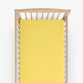 Goldea cearceaf pentru pătuț din jersey cu elastic - galben deschis 60 x 120 cm