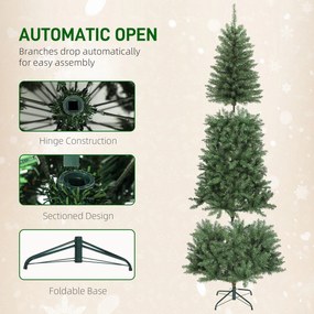 HOMCOM Pom de Crăciun Artificial de 210 cm cu Lumini Incorporate Albe și Colorate în 9 Moduri și 1273 Ramuri Ignifuge, Brad de Crăciun Realist și Des cu Bază Metalică Pliabilă pentru Acasă | Aosom Romania