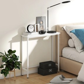 HOMCOM Masă consolă de hol cu piciorușe reglabile, protecție la răsturnare 75 x 24 x 76 cm pentru spații mici Alb | Aosom Romania