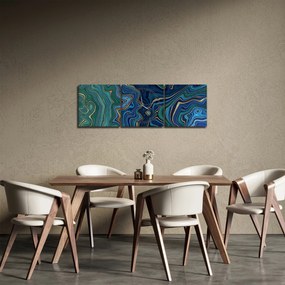 Tablou - Marmură verde- albastru (cu ceas) (90x30 cm)