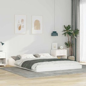 vidaXL Cadru de pat Alb 140 x 200 cm Lemn masiv de pin