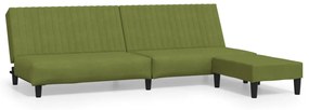 3081857 vidaXL Canapea extensibilă cu taburet, 2 locuri, verde deschis catifea