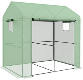 Outsunny Sera de Gradina 200x140x200cm cu Usa Rulanta Ferestre din Plasa Verde | Aosom Romania