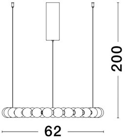 Lustra LED suspendata, dimabila, deosebita design lux PERLA opal, auriu 62cm