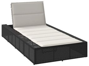 vidaXL Sezlong cu pernă plutitoare Rattan poli negru