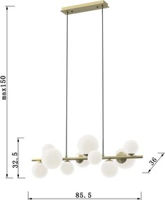 Lustră pe cablu ONLI PALOMA 10xG9/10W/230V auriu