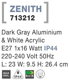 Aplica de perete pentru exterior IP44 ZENITH NVL-713212