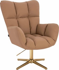 HR650CROSS Scaun Caramel Piele Ecologica Premium Soft cu Bază Aurie