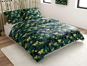 Lenjerie cocolino YELLOW BUTTERFLY verde inchis Dimensiune lenjerie de pat: 70 x 90 cm | 140 x 220 cm