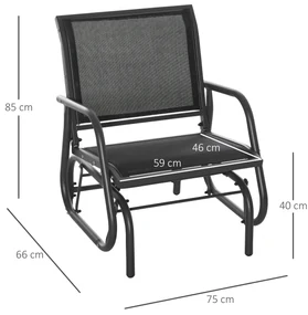 Scaun Balansoar 2 în 1 Outsunny din Metal, Design Modern, 75x66x85 cm, Negru | Aosom Romania
