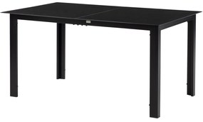 Outsunny Masă de grădină rectangulară din aluminiu și blat de sticlă securizat - 6 persoane 150 x 90 x 74 cm negru | Aosom Romania