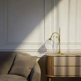 Lampa de masa din alama si abajur ceramic Zefira