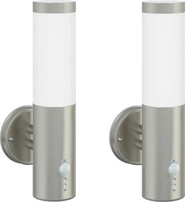 vidaXL Lumină de perete pentru exterior 2 pcs Argintiu