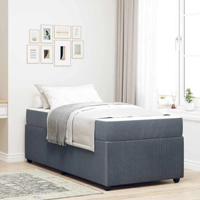 vidaXL Cadru de pat cu saltea Altele Gri închis 90 x 200 cm Catifea