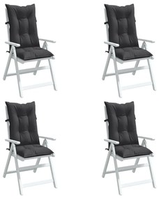 Perne scaun cu spătar înalt, 4 buc. antracit 120x50x7 cm textil