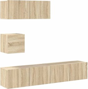 vidaXL Set dulap TV, 4 piese, stejar sonoma, lemn prelucrat