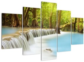 Tablou cu cascada Huai Mae Kamin în pădure (150x105 cm)
