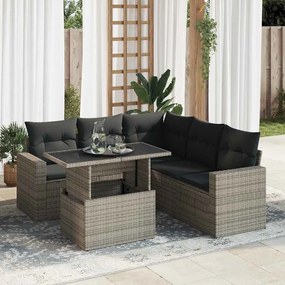 3326321 vidaXL Set mobilier grădină cu perne, 6 piese, gri, poliratan