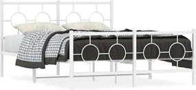 vidaXL Cadru de pat metalic cu tăblie, alb, 140x200 cm