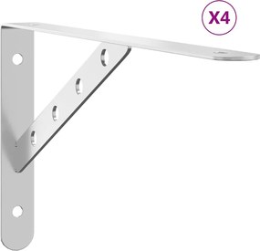 vidaXL Suporturi rafturi, 4 buc., 30x2,5x15,5 cm argintiu oțel inox.
