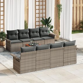 vidaXL Set de canapele pentru grădină 9 pcs Gri Rattan poli
