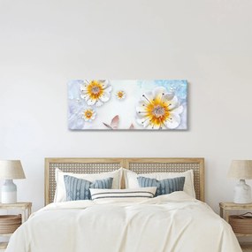 Tablou - Copoziția flori și fluturi (120x50 cm)