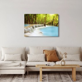 Tablou cu cascada Huai Mae Kamin în pădure (90x60 cm)