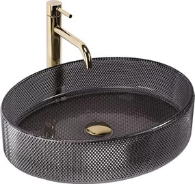 Lavoar din sticla pe blat Rea Mirella 49,5 cm negru lucios