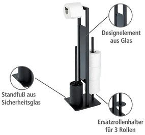 Suport pentru hârtie igienică negru mat din oțel Rivalta – Wenko
