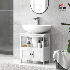 kleankin Dulap Sub Chiuvetă cu Raft și 2 Uși 60x30x60 cm Alb | Aosom Romania