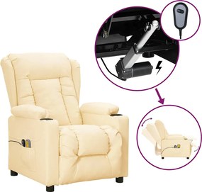 vidaXL Fotoliu de masaj electric, crem, piele ecologică