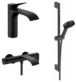 Set baterii lavoar, cada si set de dus Hansgrohe Vivenis negru mat