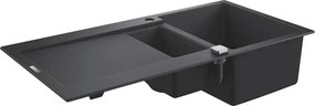 Chiuveta compozit Grohe K500 100x50.1 cm negru cu 2 cuve