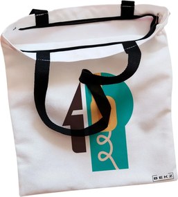 Sacosa de Panza pentru Cumparaturi, Geanta Tote, model Sound of Mind, Cu fermoar, 38x34.5 cm, Alba, BEKZ®