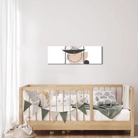 Tablou - Linie de artă flori N⁰1 (cu ceas) (90x30 cm)