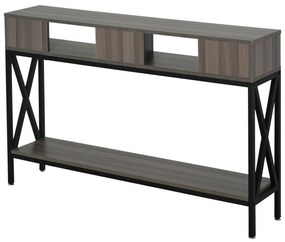 Masa Consola Stil Industrial cu 3 Rafturi, Gri si Negru HOMCOM | Aosom RO