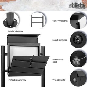 Stilista Căsuță poștală, neagră, cu două picioare