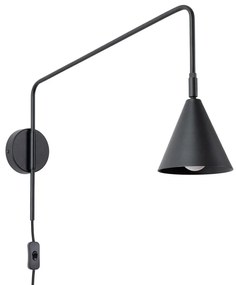 Aplică de perete neagră cu alimentare la priză Zylo – Sollux