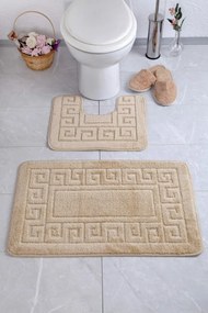 Set 2 Covorase de Baie Ethnic, Polipropilena, Bej
