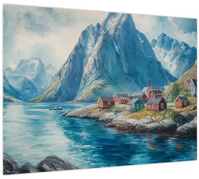 Tablou pe sticlă - Sat norvegian (70x50 cm)