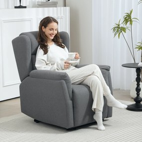 HOMCOM Fotoliu de Relaxare, Scaun Tapitat reglabil cu Suport pentru Picioare, cu Inclinație de 160°, cu Aspect de In, Asamblare Rapidă, Gri închis | Aosom Romania