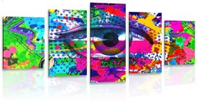 Tablou 5-piese ochiul uman în stil pop-art