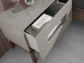 Noptiera design modern cu iluminare interioara Gray and Walnut