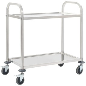 Carucior de bucatarie 2 niveluri 96,5x55x90 cm otel inoxidabil