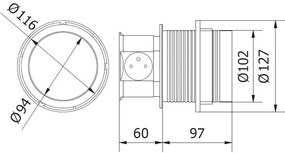 Priza incastrabila model CONFORT, FI 100 mm, 4 prize, AE-BPW4S100-53