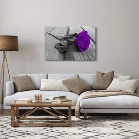 Tablou - Trandafir violet cu tulpina verde (90x60 cm)
