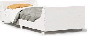 vidaXL Cadru de pat fără saltea, alb, 75x190 cm, lemn masiv de pin